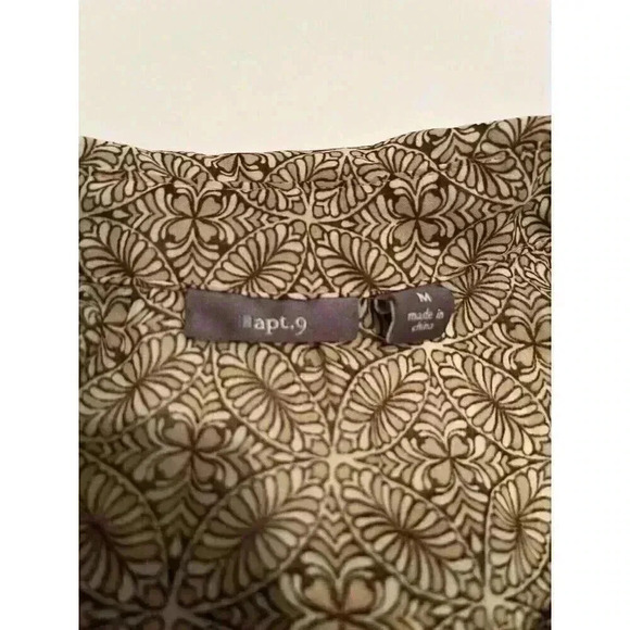 Apt 9 Shirt Blouse  Top Women’s Medium Brown Print Pattern Office Business‎ - Picture 4 of 9